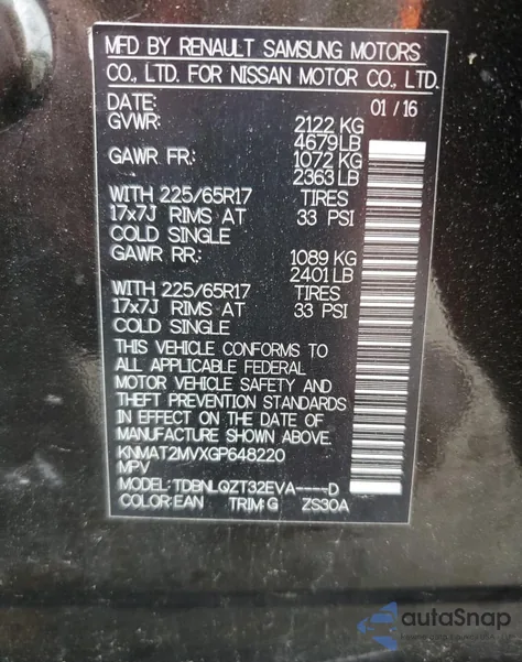 2016 Nissan Rogue S from USA, damaged, VIN KNMAT2MVXGP648220